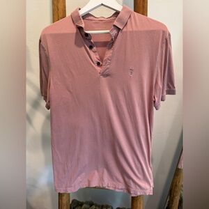 All Saints Dusty Pink Polo Top - Large
